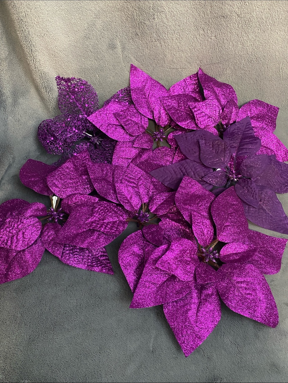 7pc. Shades of Purple Holiday Poinsettia Flower Picks